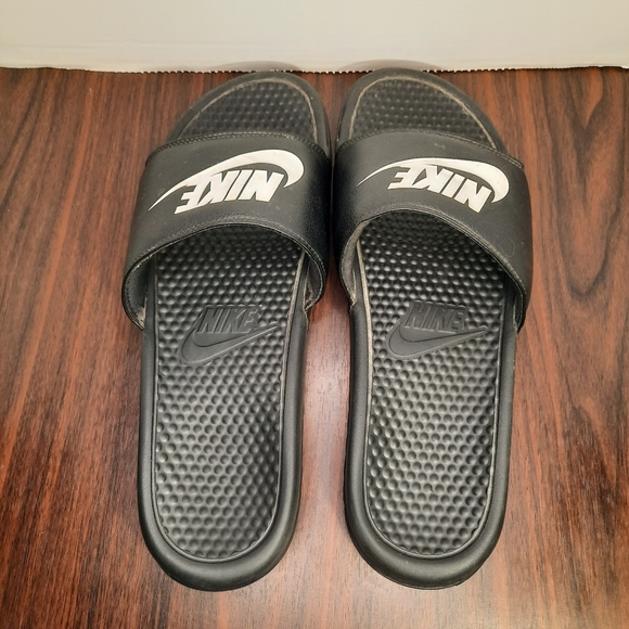 Nike Benassi JDI Mens Size 13 Slides Black White Sandals Flip Flop 343880-090 - Picture 9 of 10